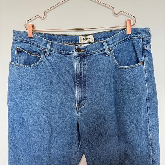 LL Bean Jeans Mens 42x29 Denim Flannel Lined Straight Leg Barn Country Outdoor - Picture 2 of 9
